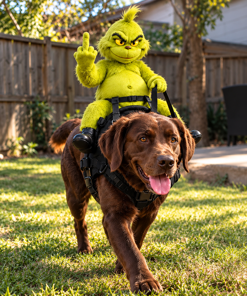 WoofSmile™ GrumpyRider™ Funny Christmas Pet Costume for Dogs & Cats